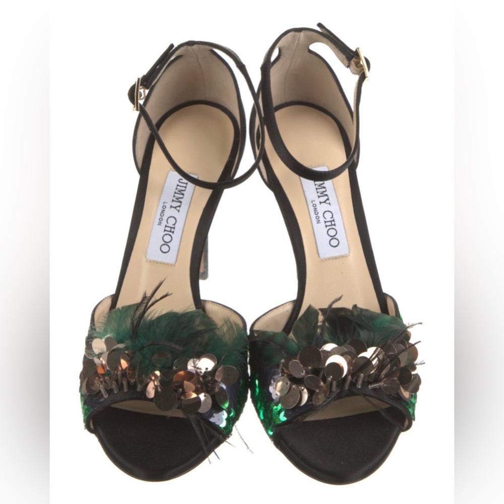Jimmy choo Feather black and sequin heels. Perfect condition!